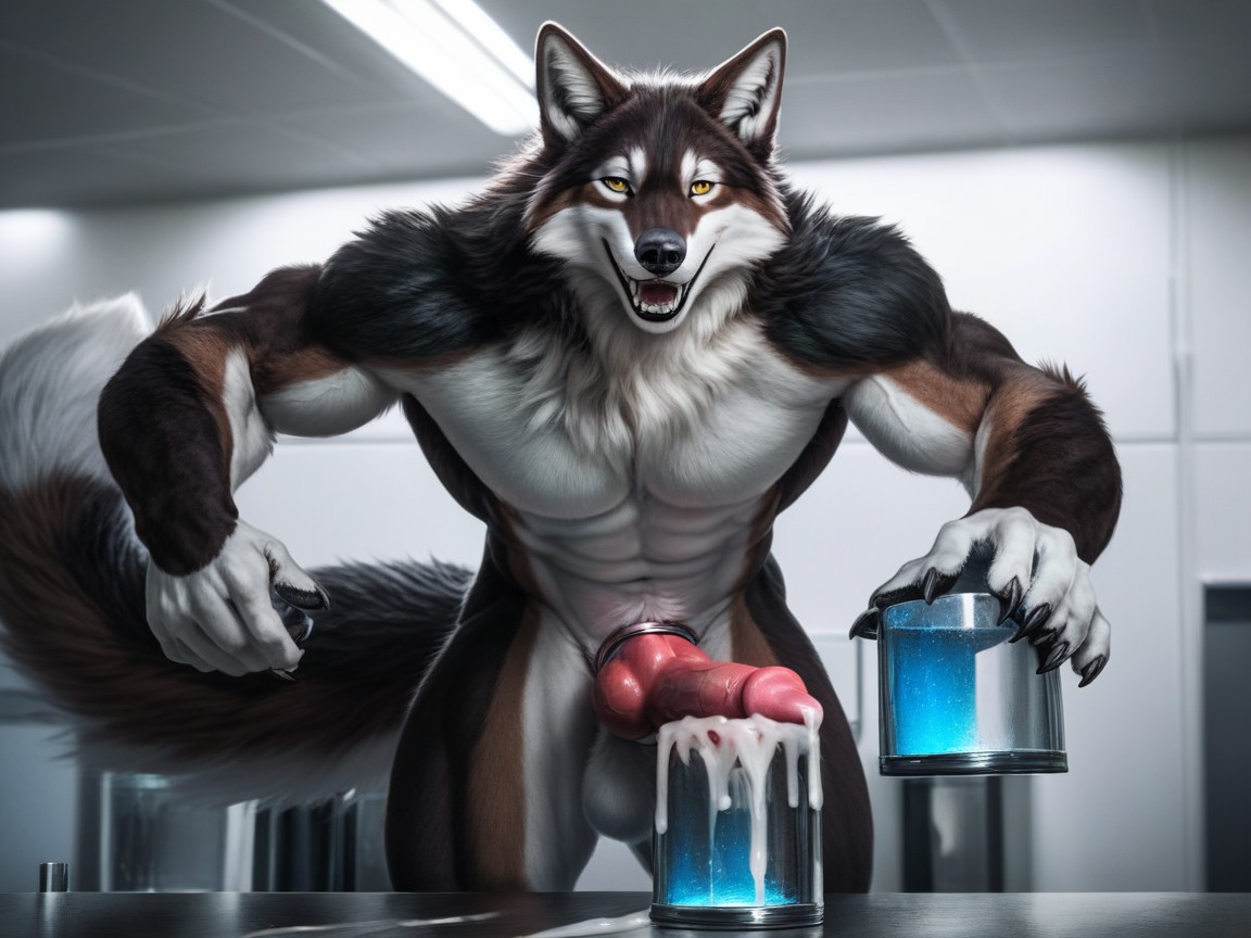 Excessive Cum, Lab, Wolf Fur Furry AI Porn