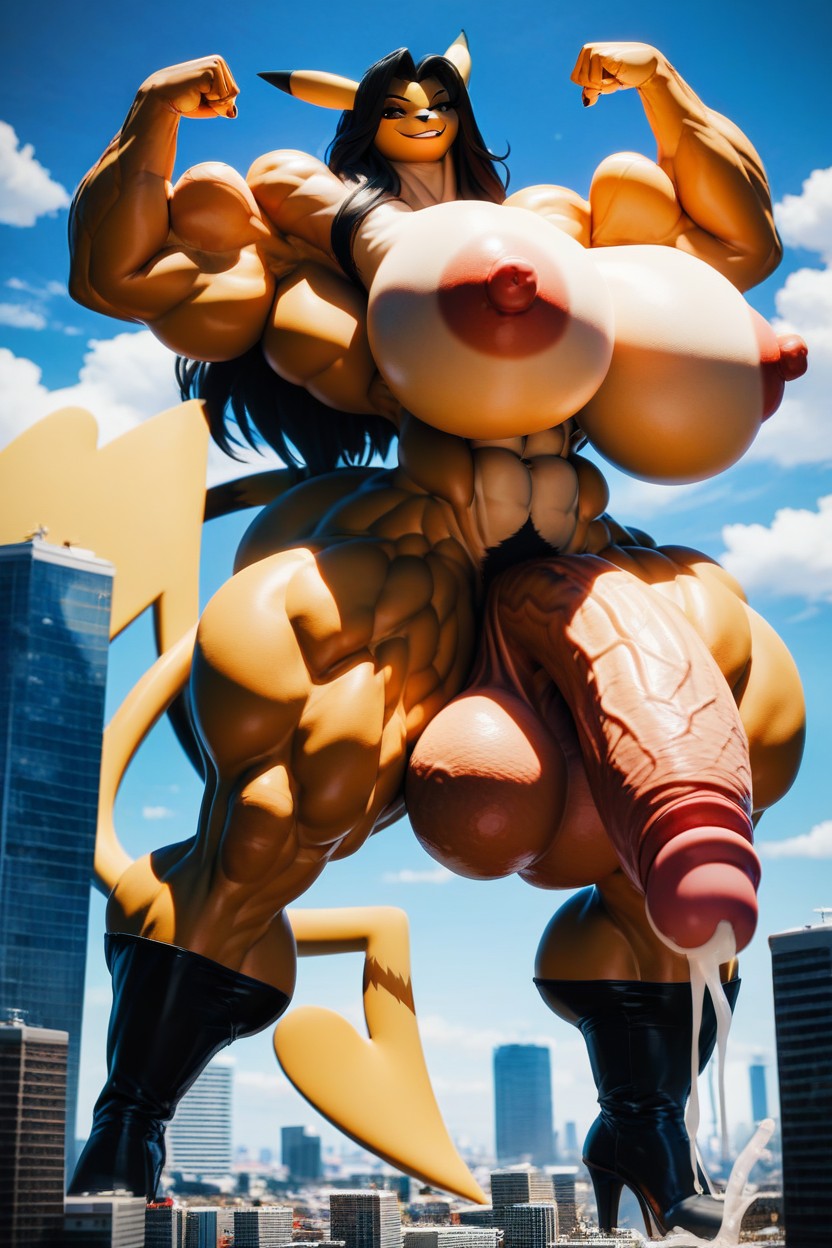 Smug Expression, High Heels, Thicc Furry AI Porn