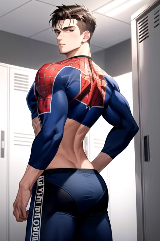Detailed, Looking Back At Viewer, Locker Room AI Gay Porn