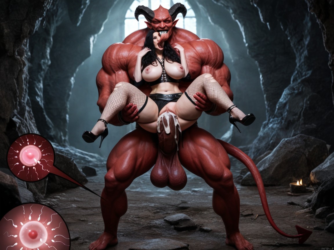 Spreading Thick Legs, Extremely Long Erect Nipples, Satanic Pagan Breeding Ritual AI Porn