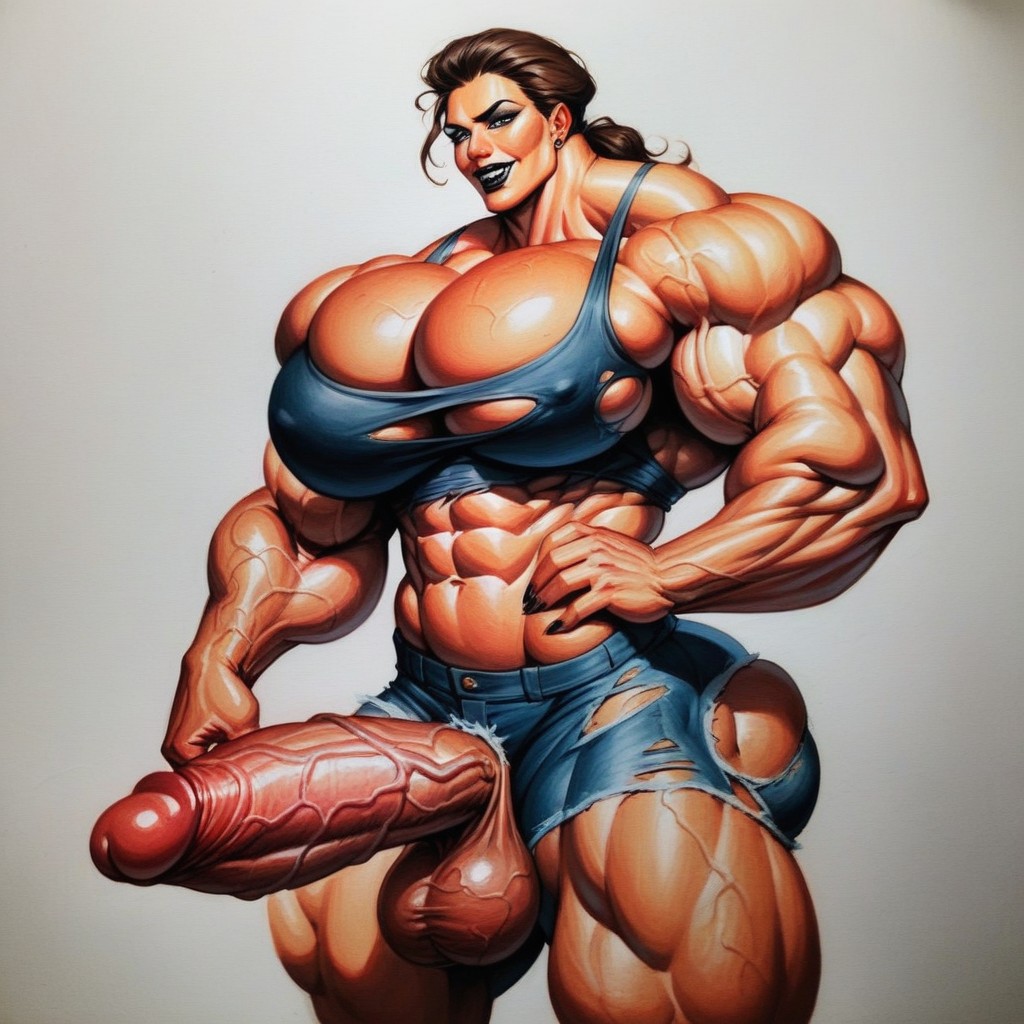Big Bulging Veins, Soft Skin, Musclefication Shemale AI Porn
