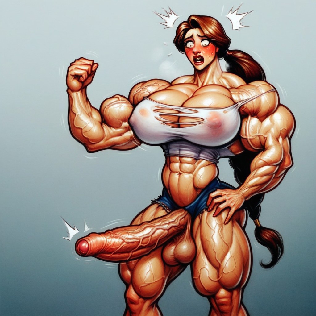 Veins All Over Her Body, Brunette, Hyper Extremely Veins Shemale AI Porn