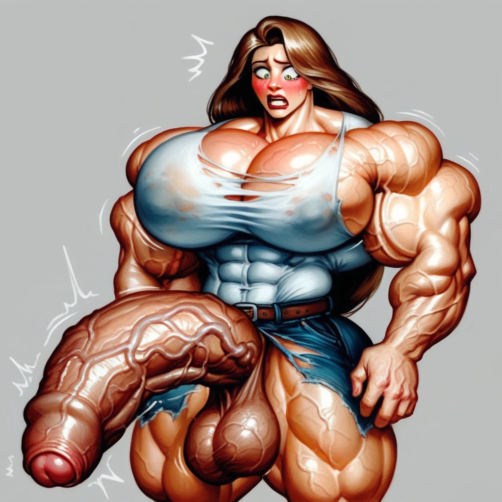 Shocked Impression, Brunette, Body Transformation Shemale AI Porn