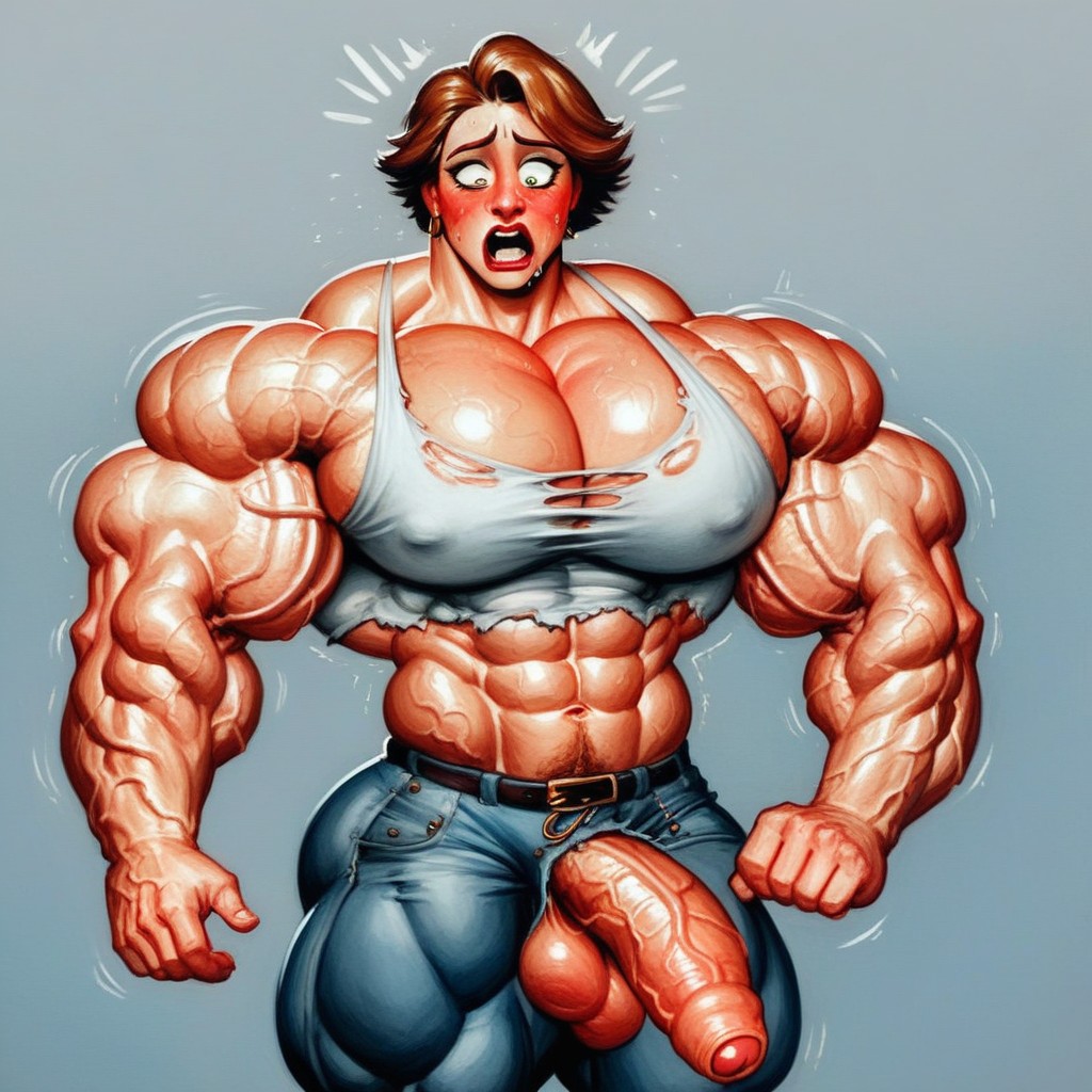 Veiny Biceps, Visible Veins, Shocked Impression Shemale AI Porn