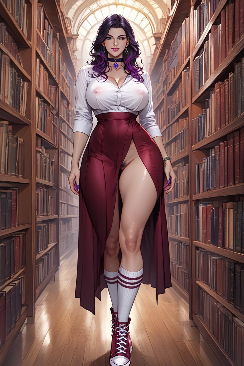 Cinematic Lighting, Posing, Maroon Skirt Hentai AI Porn