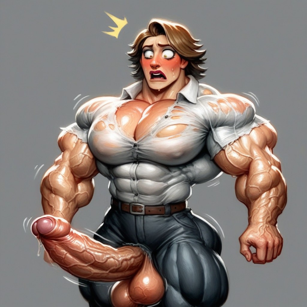 Medium Length, Brunette, Muscle Expansion Shemale AI Porn