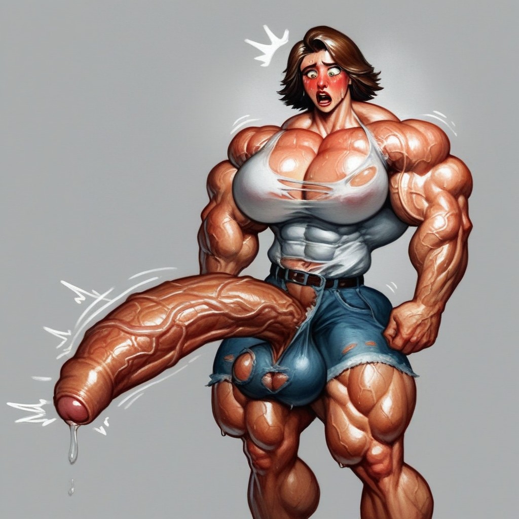 Cleavage, Visible Muscle Growth, Big Massive Veins Shemale AI Porn