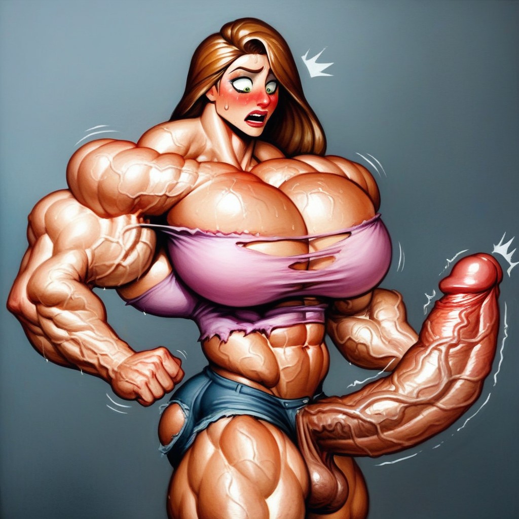 Bounce Lines, Ripped Muscle Dick, Brunette Shemale AI Porn