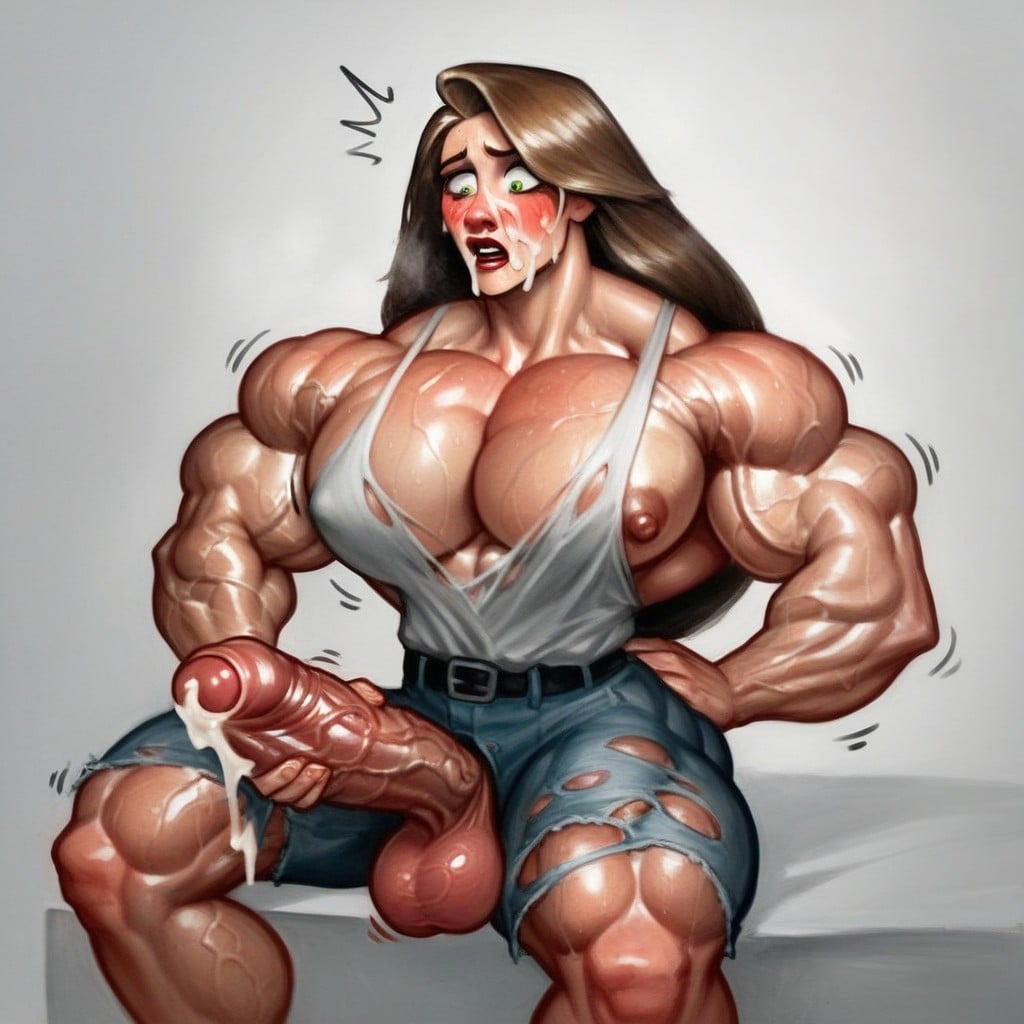 Dildo Ride, Long Length, Sweaty Shemale AI Porn