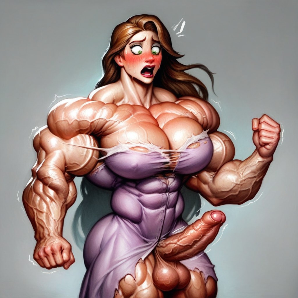 Muscle Growth Story, Veiny Foreskin, Shocked Impression Shemale AI Porn