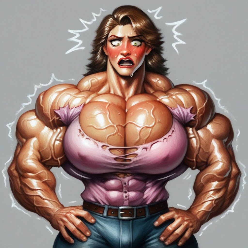 Visible Muscle Growth, Sweaty, Hyper Veiny Dick Shemale AI Porn