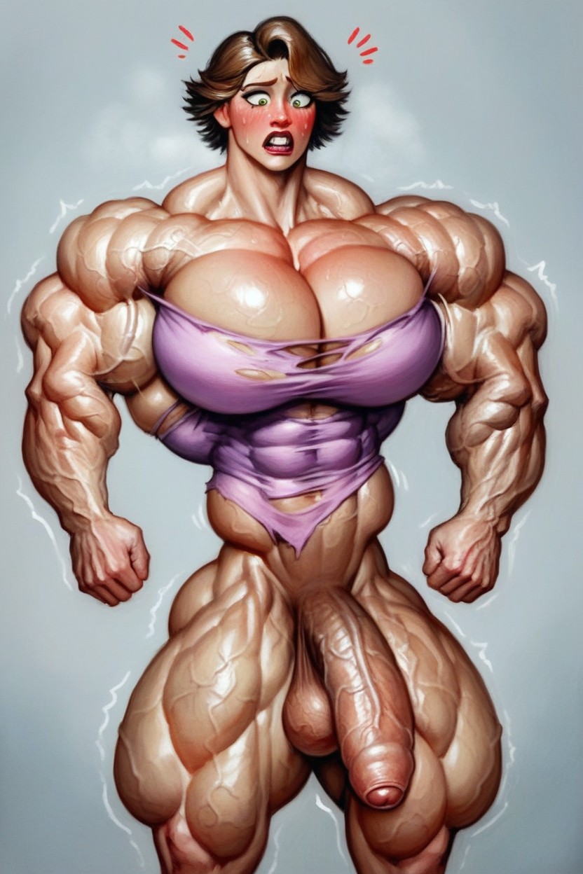 Medium Length, Muscle Expansion, Shocked Impression Shemale AI Porn