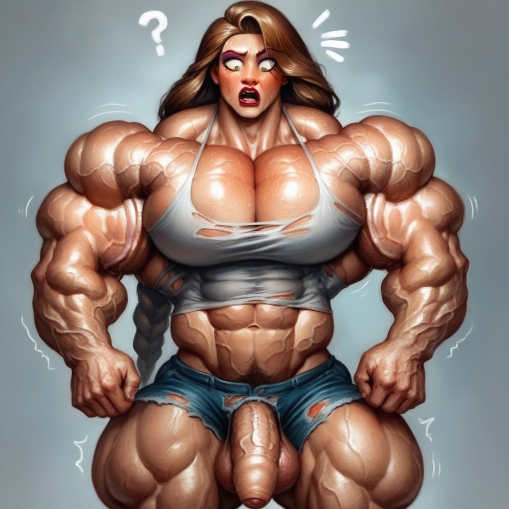 Dick With Veiny Forskin, Long Length, Shredded Muscle Shemale AI Porn