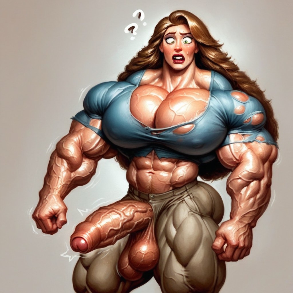 Blow Up Muscle, Long Foreskin, Visible Muscle Growth Shemale AI Porn