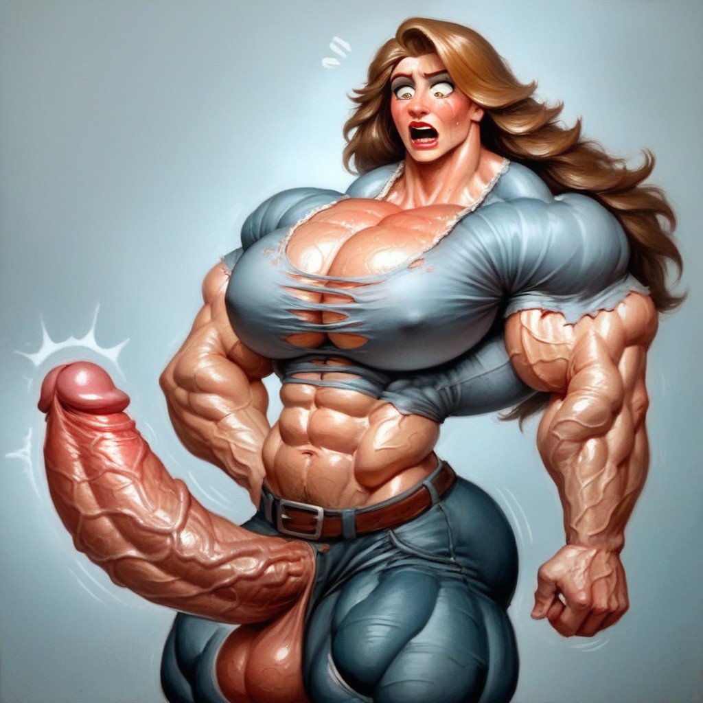 Sweaty, Confused Face, Visible Veins Shemale AI Porn