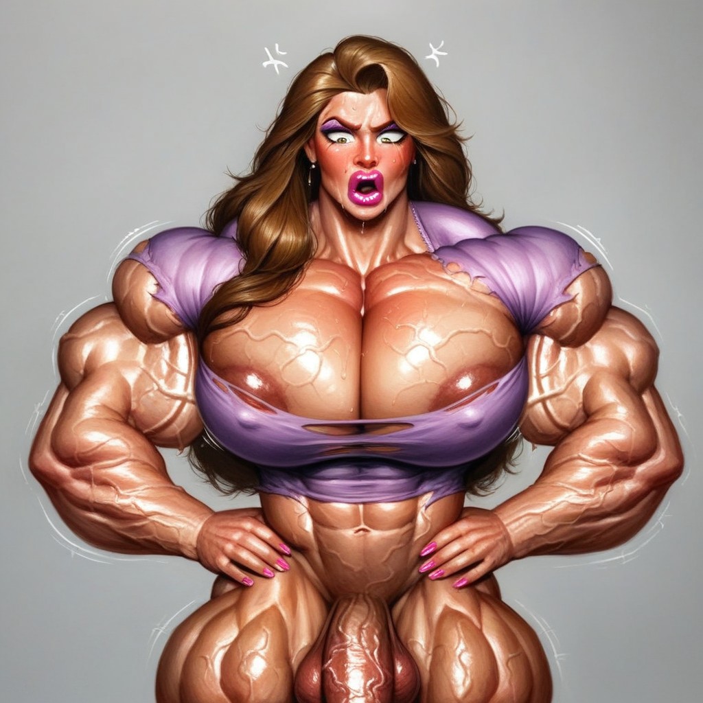 Massive Veiny Armsveins Popping, Shocked Impression, Happy Shemale AI Porn
