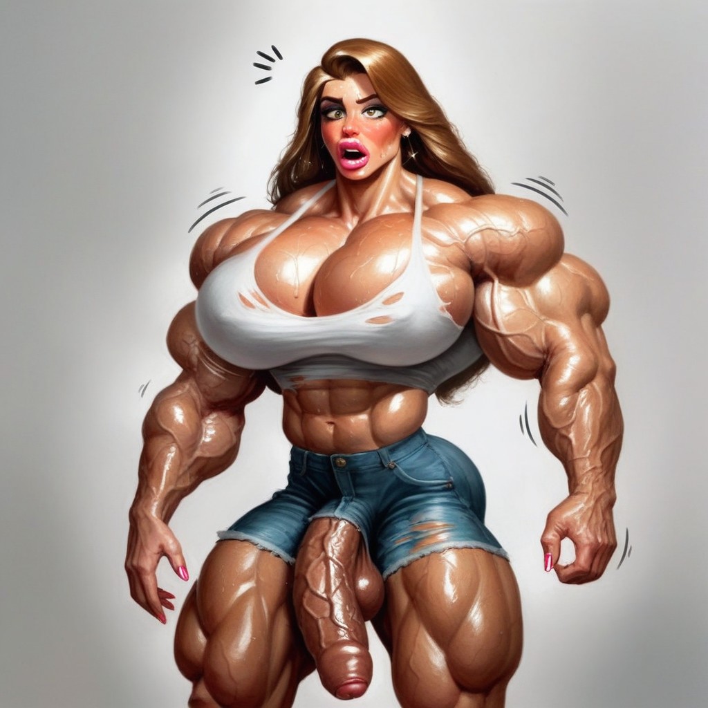 Hyper Extremely Veins, Hyper Veiny Dick, Shredded Muscle Shemale AI Porn