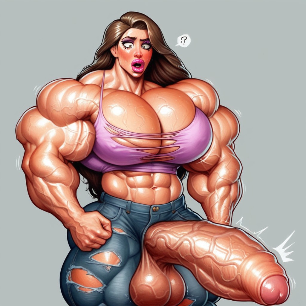 Hyper Veiny Dick, Confused Face, Veins Expansion Shemale AI Porn