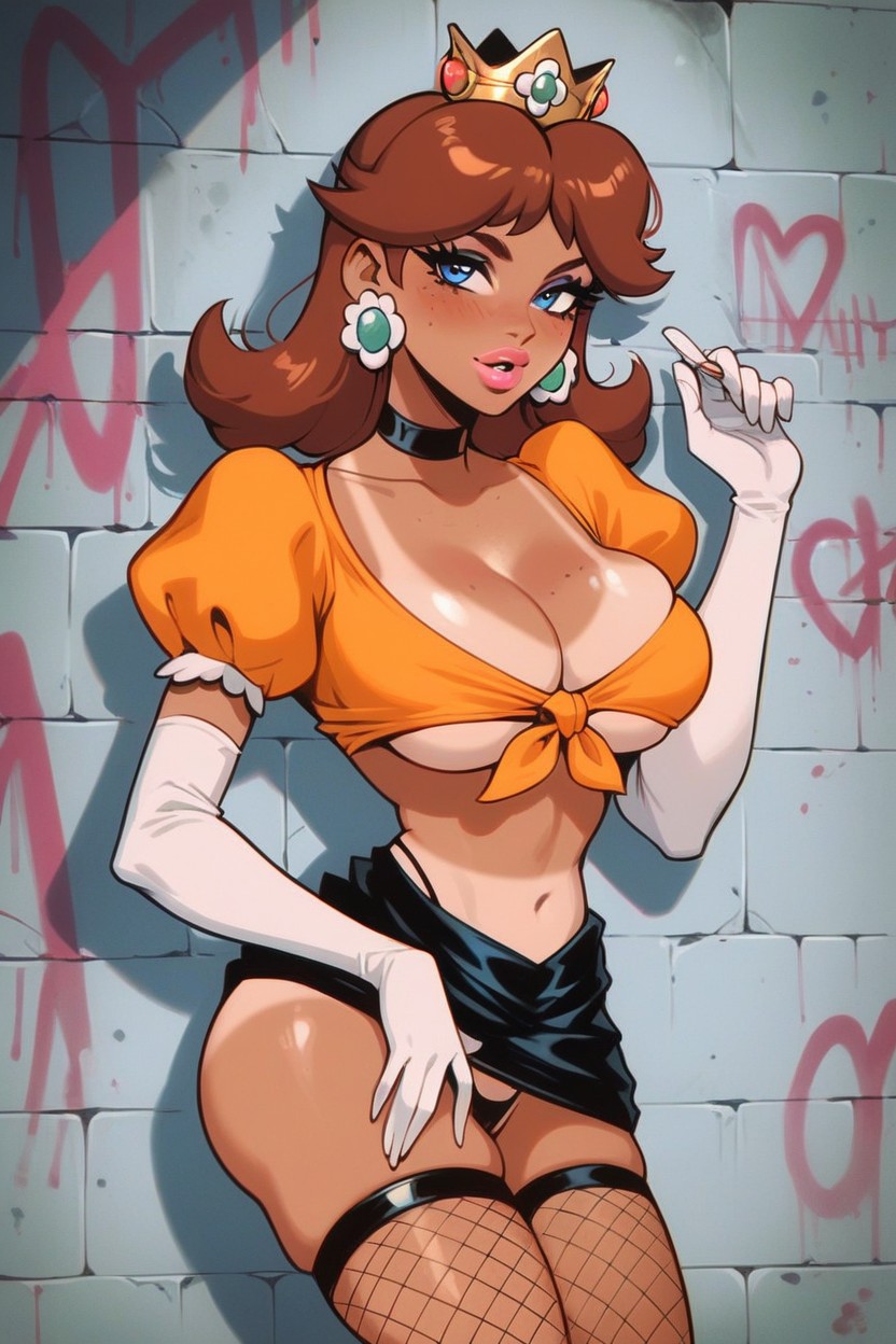 Black Choker, Rounded Breasts, Fat Lips Hentai AI Porn
