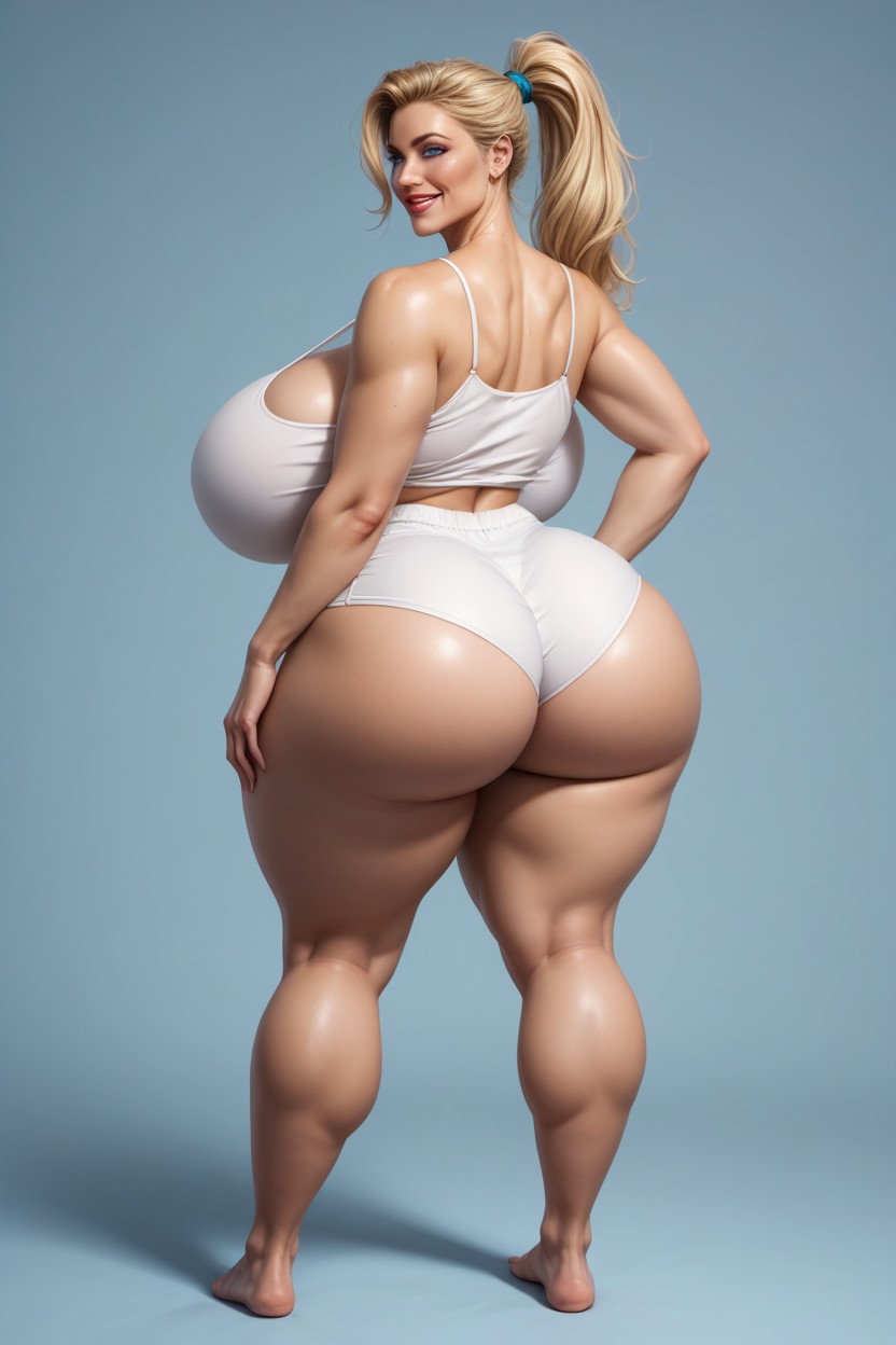 Huge Cheekbones, Enormous Bouncy Booty, Feet AI Porn