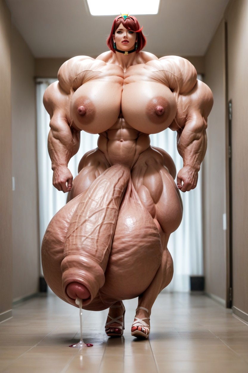 Muscular, Gigantic Abdominal Obliques, Wedding Dress Shemale AI Porn