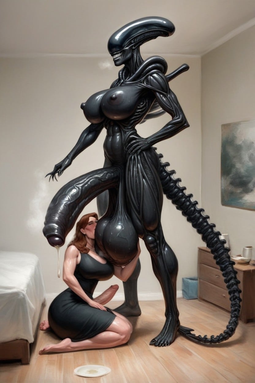 Balls On Face, Giant Veins, Testicles Low Hanging Touching The Ground Shemale AI Porn