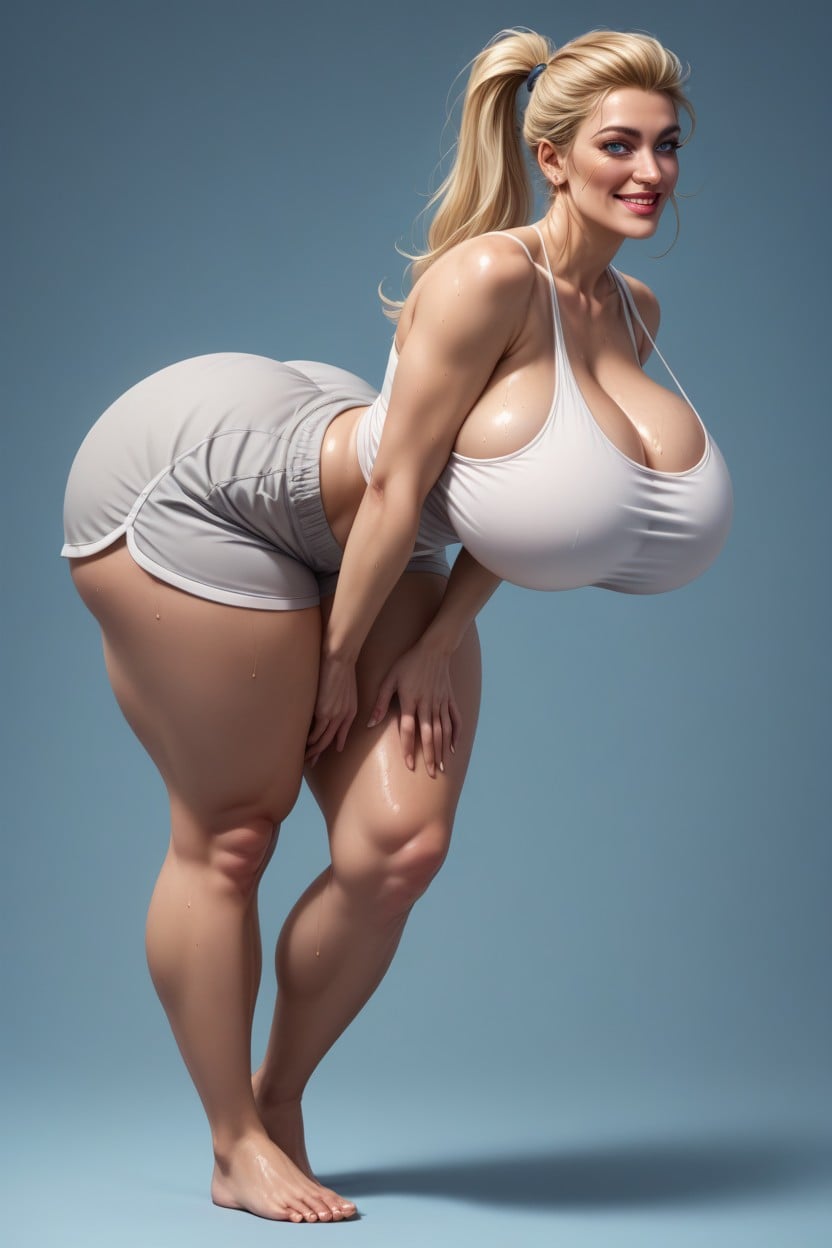 Thick Circular Lips Huge Round Eyes, Wide Hips, Barefoot AI Porn