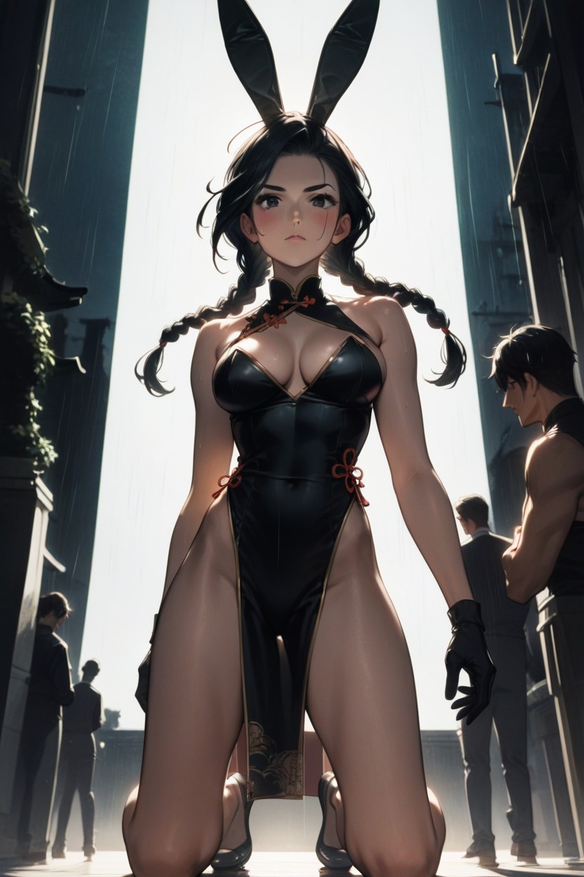 Braid, Closed Mouth, Cyberpunk City Hentai AI Porn