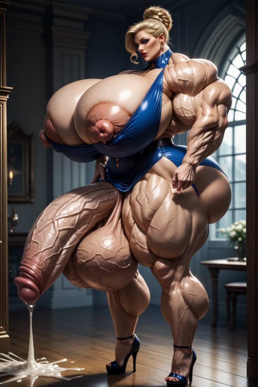 Heels, Extreme Hyper Testicles, Tunic Shemale AI Porn