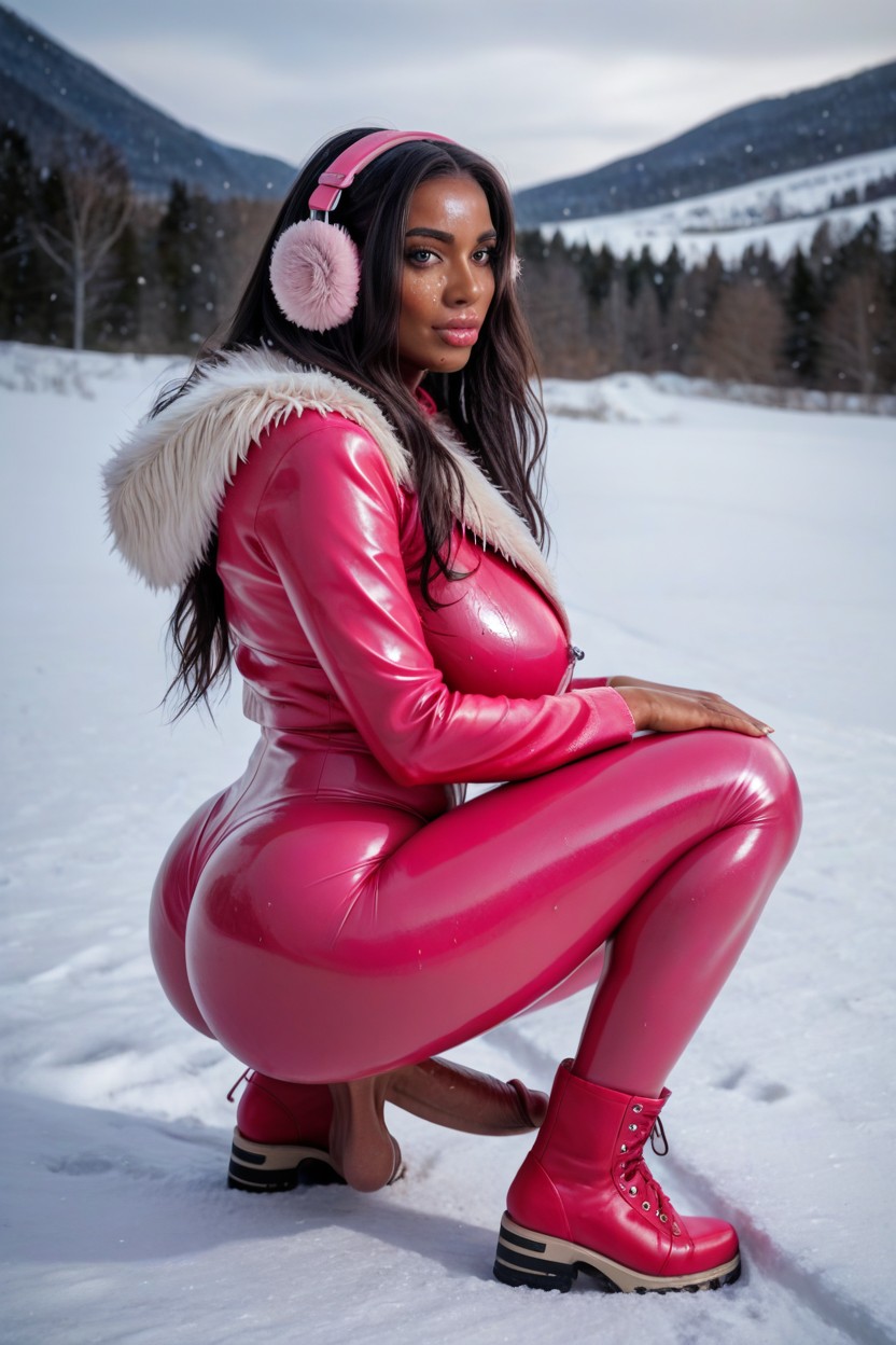 Erect, Saggy Balls, Shiny Oiled Skin Shemale AI Porn
