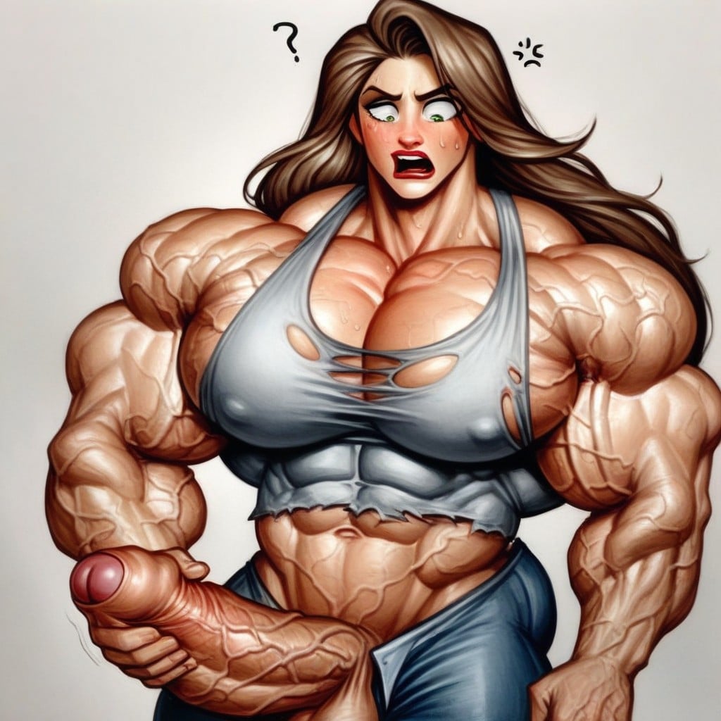 Hyper Veiny Dick, Sweaty, Ripped Muscle Dick Shemale AI Porn