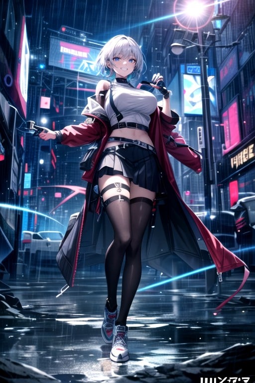 Skirt, Full Body, Cyberpunk City AI Porn