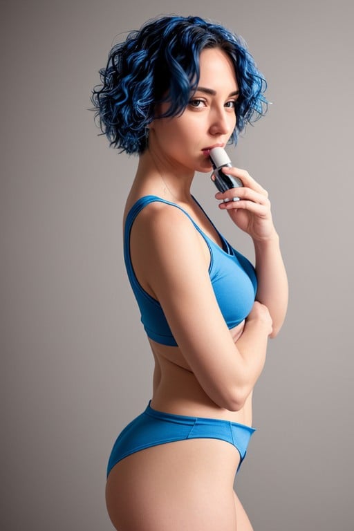 Blue Hair, Front View, Rear View AI Porn