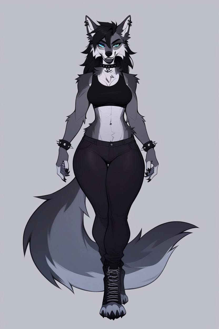 Ear Piercing, Big Tits, Wolf Furry AI Porn