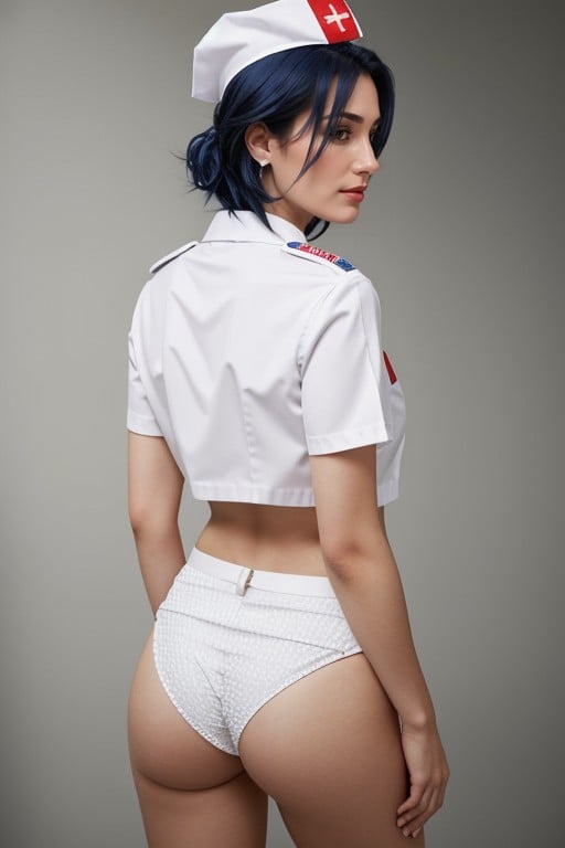 Bikini, Rear View, Blue Hair AI Porn