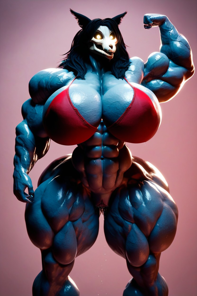 Massive Abz, Flexing His Muscles, Smirking Massive Muscles Big Veins Massive Thigs Furry AI Porn