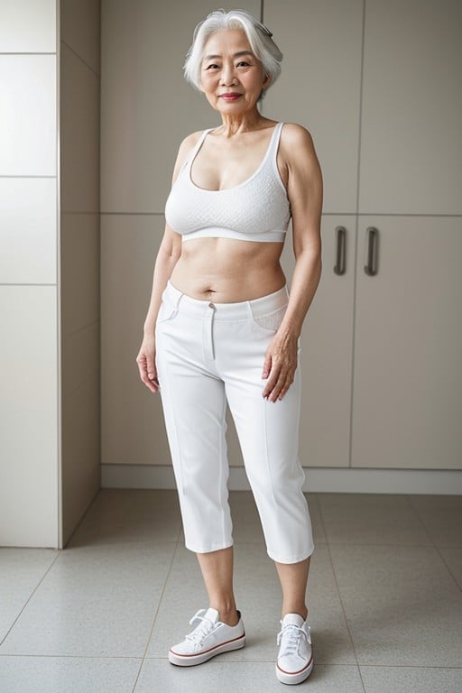 Wearing A Sports Bra, Asian, 60+ AI Porn