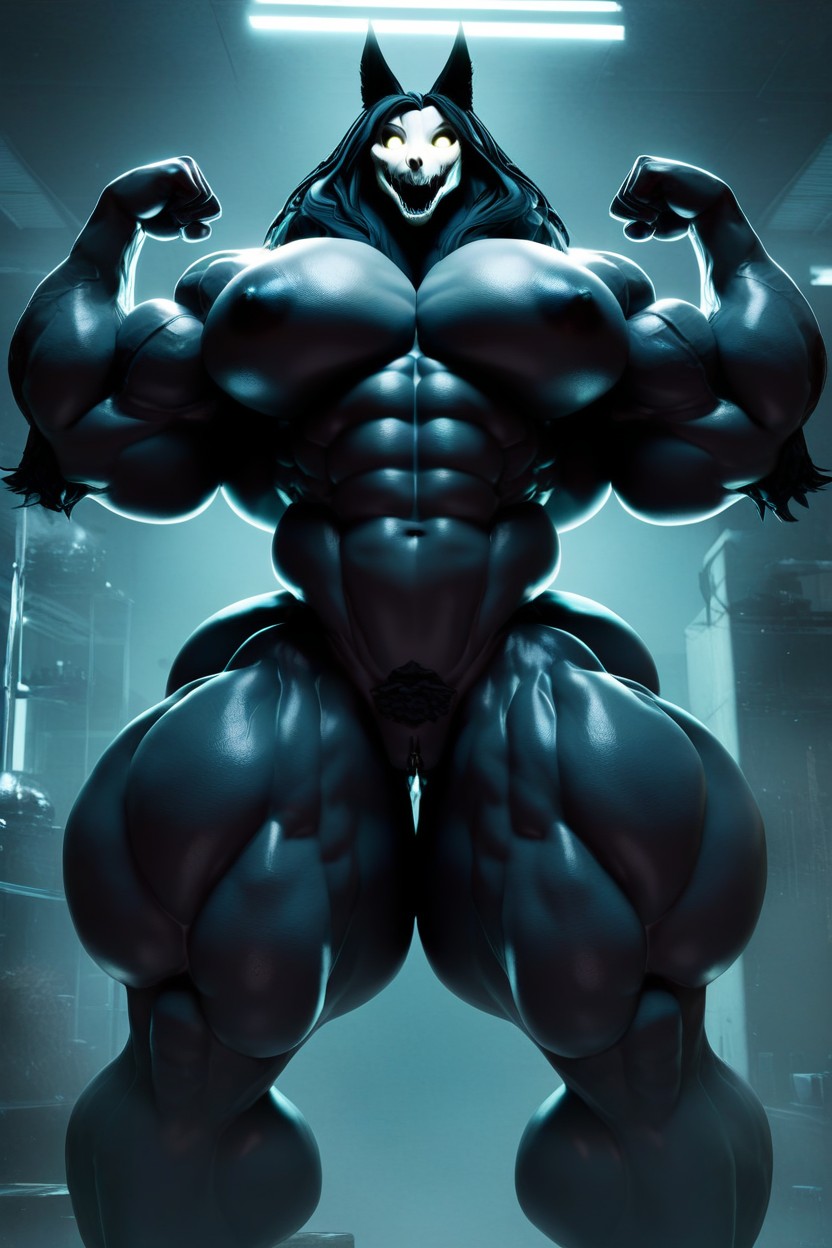 Black Fur With Big Breasts And Huge Ass Rounded Breasts, Defined Abs, Scp From Scp Furry AI Porn