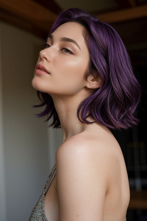 18, Braços Atrás Das Costas, Cabelo Roxo Pornografia de IA