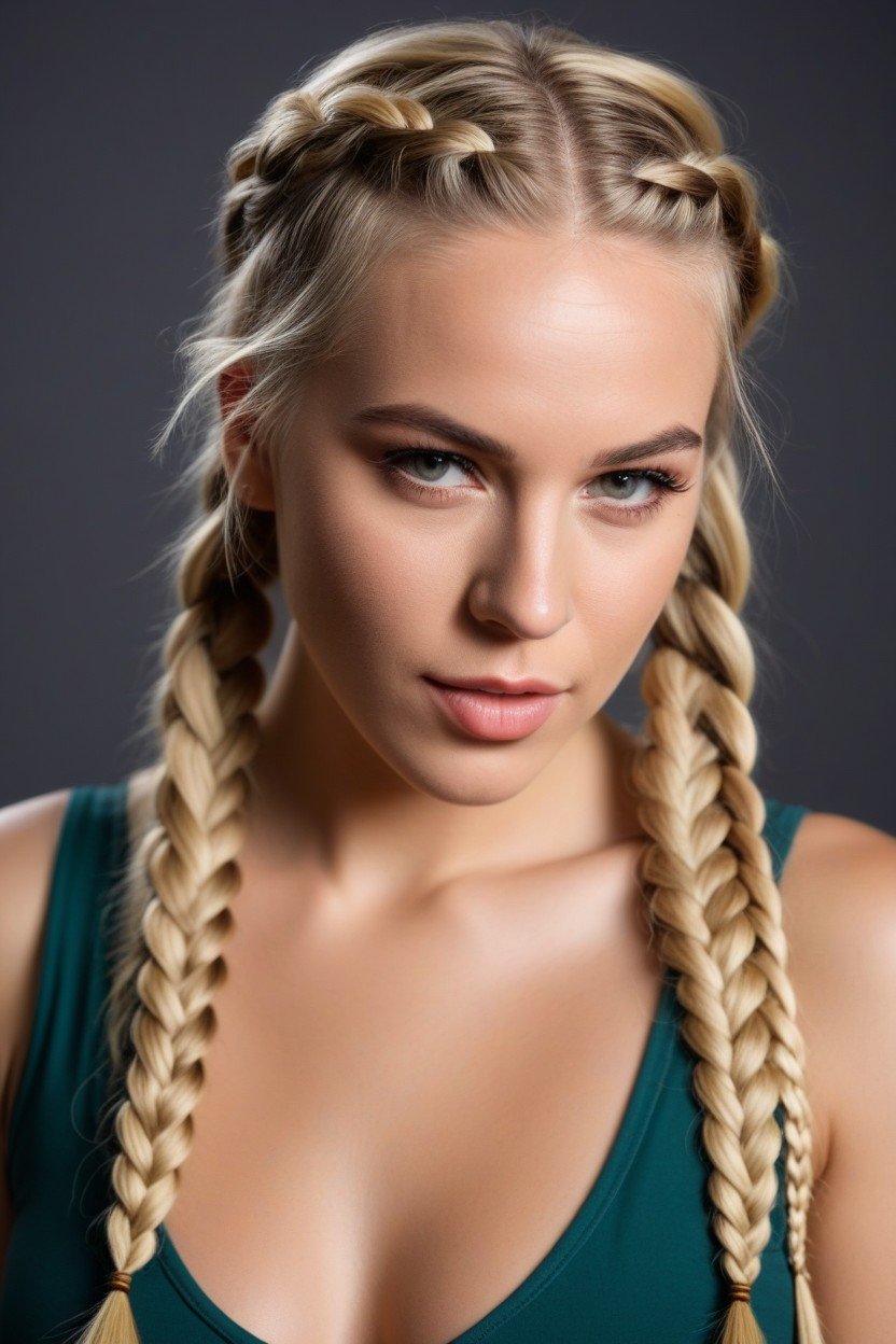 Hair In Braids, Sucking A Bbc, BlondeAIポルノ