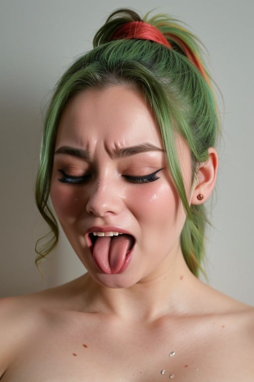 Cross Eyed, Horny, Multi Colored Hair AI Porn