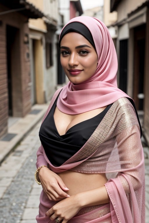 Black Saree, Corpo Todo, Braless Pornografia de IA