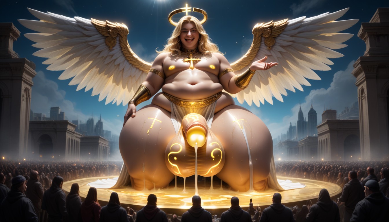 Glowing Writing On Chest, Gold Accessory, Angel Porno IA Gay