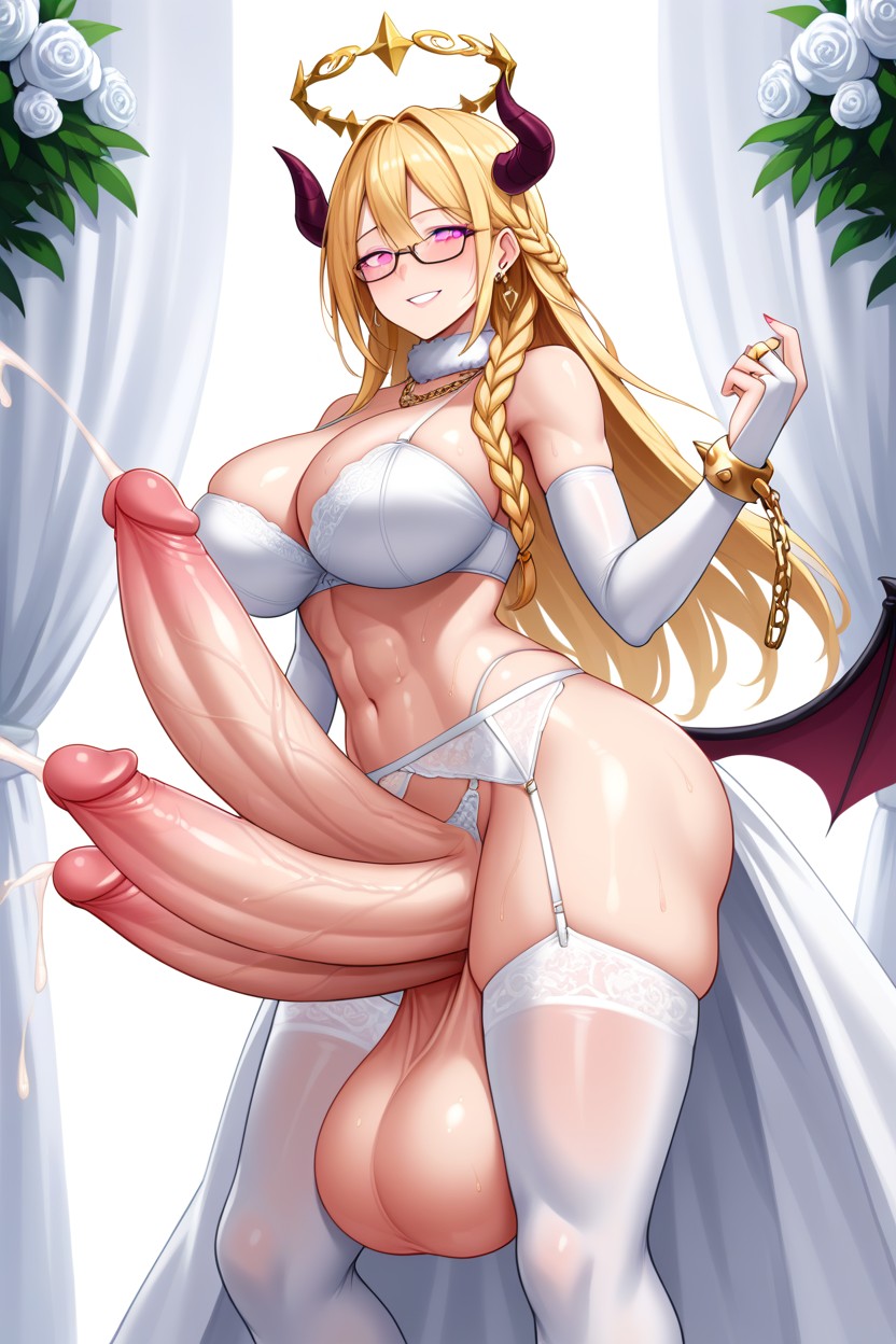Wet Clothes, Bridal Gauntlets, Thigh High Socks Shemale AI Porn
