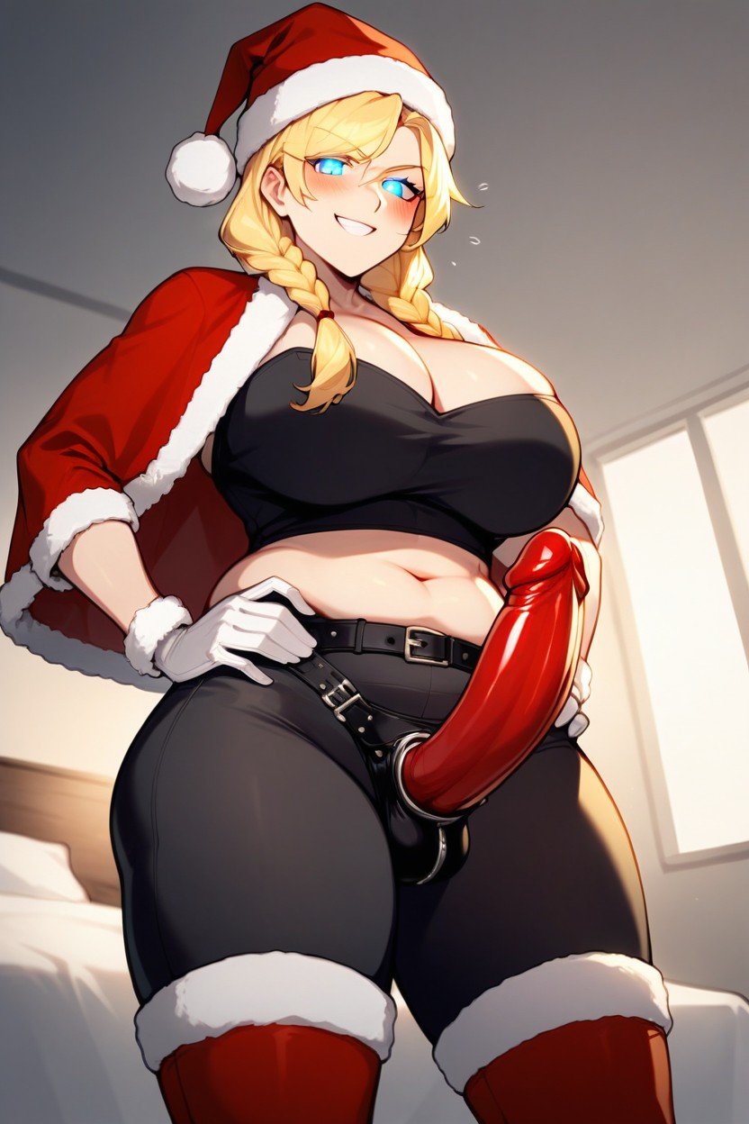 Candy Cane Colored Dildo, Fur Coat, Pom Pom Hat Furry AI Porn