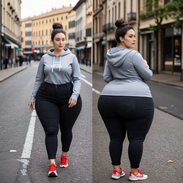 Italian Bottom Heavy Hourglass Pawg Woman, Pear Shaped Body, Extremely Large Ass AI Porn