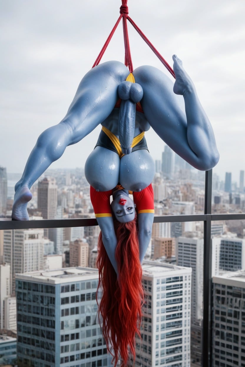 Thick Red Hair, Big Feet, Rooftop Shemale AI Porn