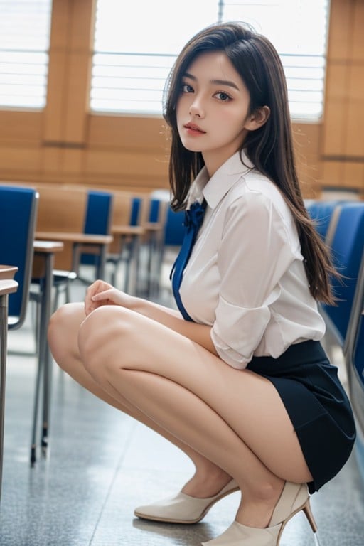 Bottom Up (upskirt), Classroom, Squatting Furry AI Porn