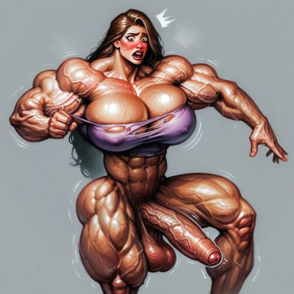 Big Massive Veins, Long Foreskin, Sweaty Shemale AI Porn