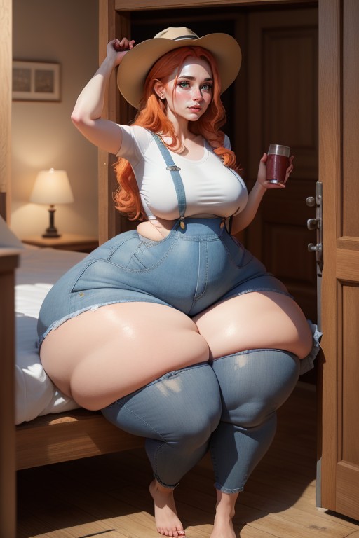 Fat Belly, Ojos Verdes, Mega Wide Hips Porno IA